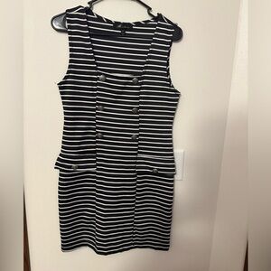 Monteau Navy and White Striped Mini Dress